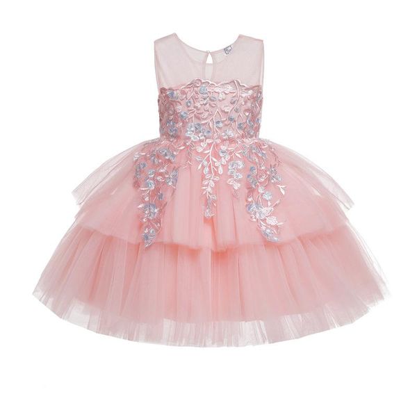 

girl's dresses 2021 girl dress wedding elegant high-end children bow princess 3-12 years baby birthday party clothes, Red;yellow