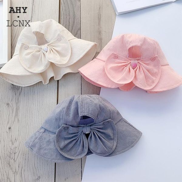 

caps & hats summer spring outdoor baby bucket hat infant girls fisherman sun cotton children cap kids princess beach bow girl, Yellow