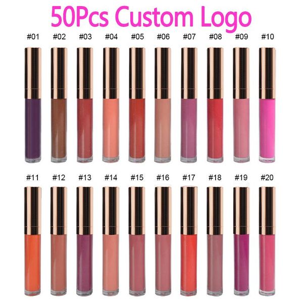 

lip gloss custom logo 50pcs 30 colors waterproof matte liquid lipstick tint cosmetic long lasting lipgloss bulk