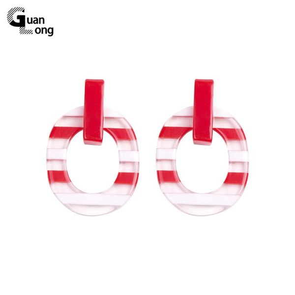 

guanlong trendy long acrylic earrings circle for women big geometric dangle resin drop earings girls fashion jewelry brincos & chandelier, Silver