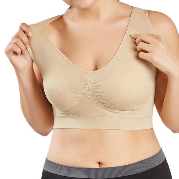 

women's tanks & camis big size sports bra black white breathable wire sleep daily women padded -xxl xxxl 4xl 5xl