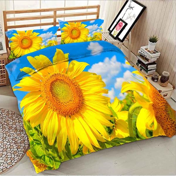 

bedding sets fashion bed linens 3d printing sunflower set king size luxury home textile duvet cover with pillowcases bedclothes