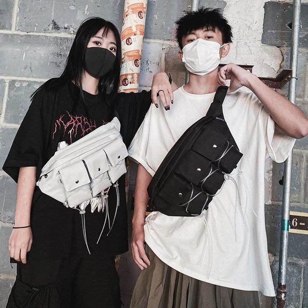 

waist bag canvas fanny pack harajuku style women's belt bags hip-hop fashion bum chest purse for travel dailylife