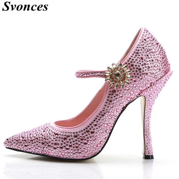 

vogue italian euro ladies pumps 2021 pink crystals women wedding shoes bride kitten heels elegant mary jane pointed toe dress, Black