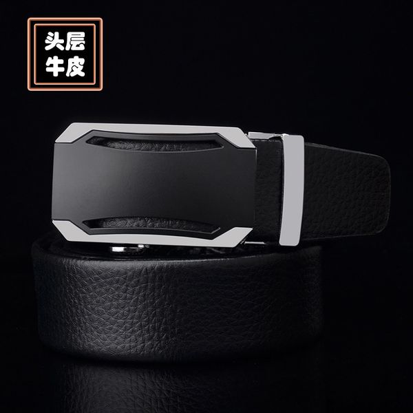 

new men's business head leather automatic buckle simple leisure belt, Black;brown