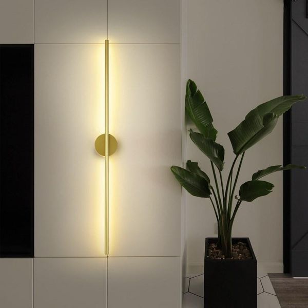 

nordic minimalist long strip wall lamp bedside living room background linear modern aisle balcony rotating