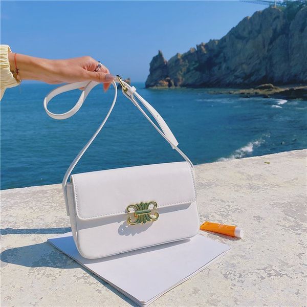 

designer 2021 women's bag new korean fashion trend single shoulder summer solid color texture lock messenger small square bag