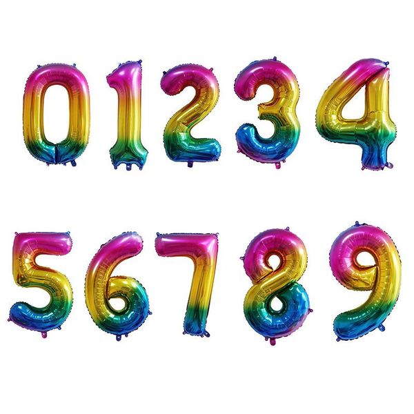 

party decoration good quanlity holiday birthday helium balloon number ballloon 40inch gradient rainbow
