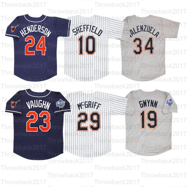 Retro San Diego 1998 Home Jersey 19 Tony Gwynn 31 Dave Winfield 34 Fernando Valenzuela 51 Trevor Hoffman Maglie