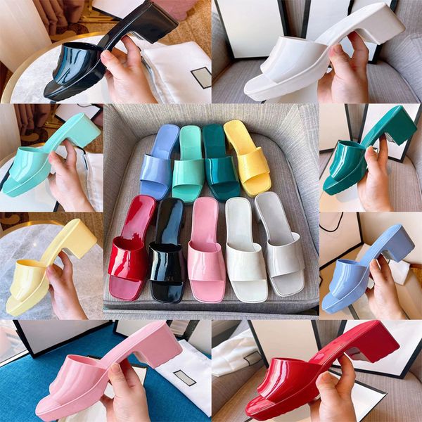 

woman slipper fashion lady sandals beach thick bottom sell well slippers platform alphabet rubber high heel slides 01, Black