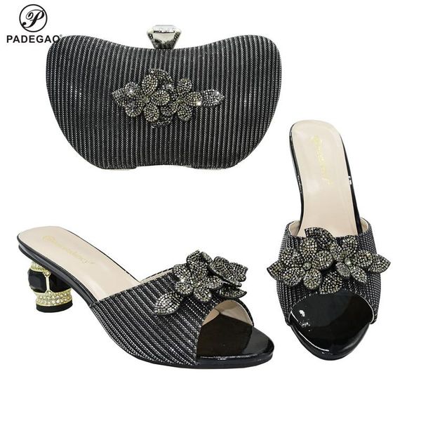 

dress shoes arrival nigerian women wedding with bag set shoe and italian design wholesale 2021 matching, Black