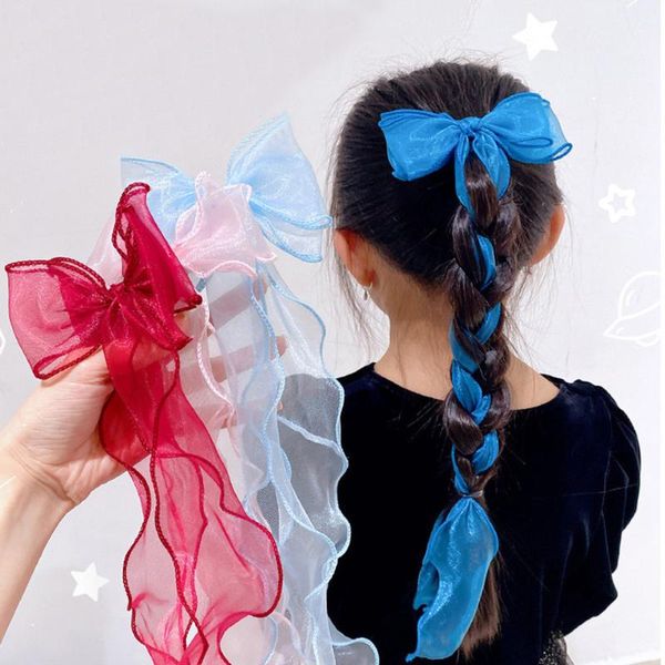 

hair accessories 1 pcs of korean version super fairy bow hairpin children fishtail streamer braided princess ponytail, Slivery;white