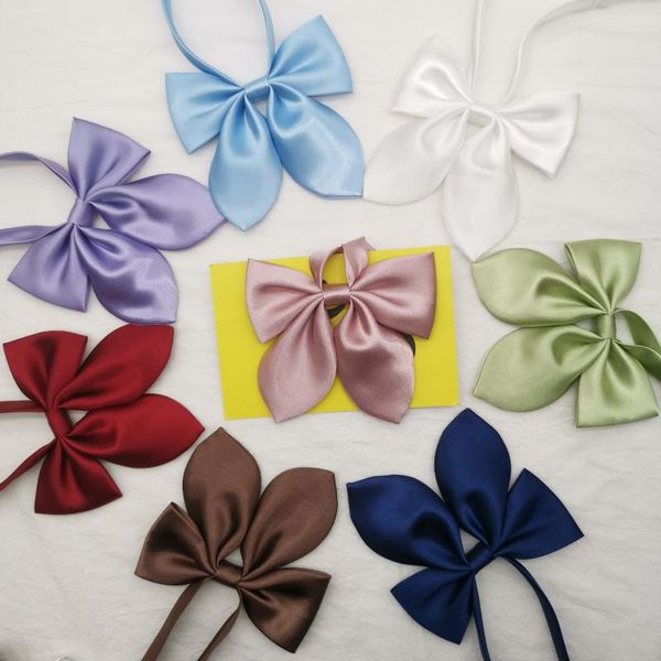 

neck ties bringling ear solid color artificial silk glossy jk bow tie shirt female student uniform cute pet accessories, Blue;purple