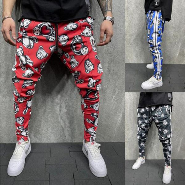 

2021 spring autumn european and american men's street fashion 3d printing casual personality trend hip-hop pants, Black