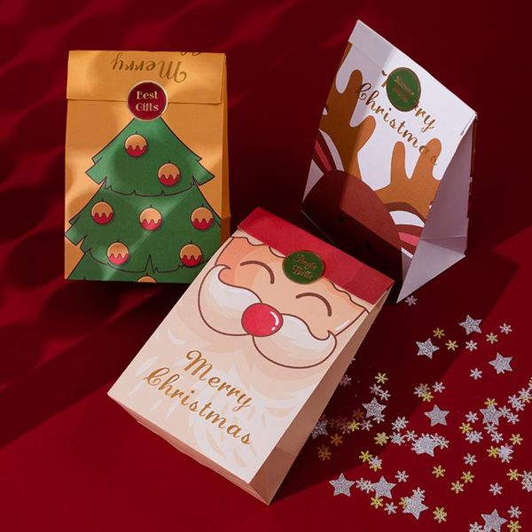 

gift wrap 6pcs/set mix types christmas candy bags snowman santa claus merry packaging gifts boxes xmas party decor