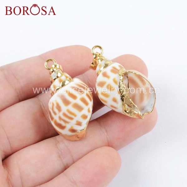 

pendants borosa design 10/20pcs gold color trim natural conch shell pendant beads sea jewelry for necklace g1658, Black