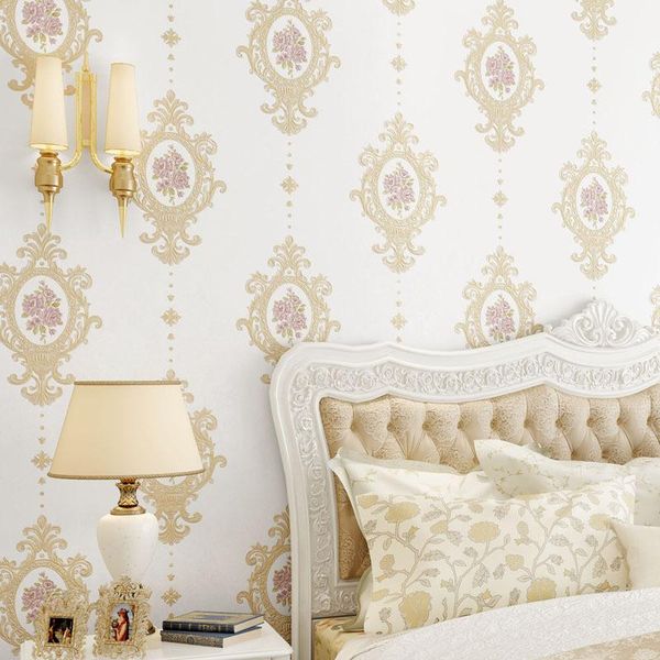 

wallpapers simple european embossed fine non woven wallpaper bedroom living room modern 3d w173