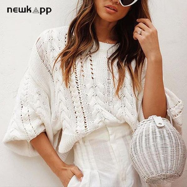 

loose autumn sweater women elegant knitted oversized warm female pullovers fashion solid color women's sweaters, White;black