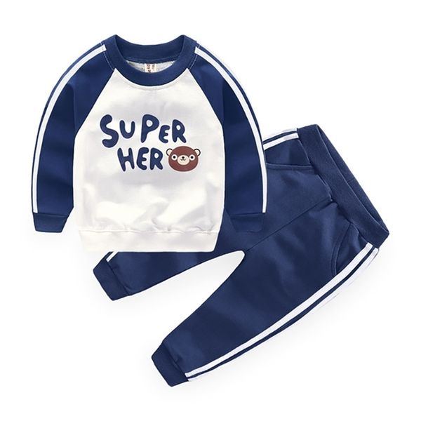 

zwf1428 autumn spring girls clothing suits winter boys kids cotton sweatshirt tracksuit sport outwear 211104, White