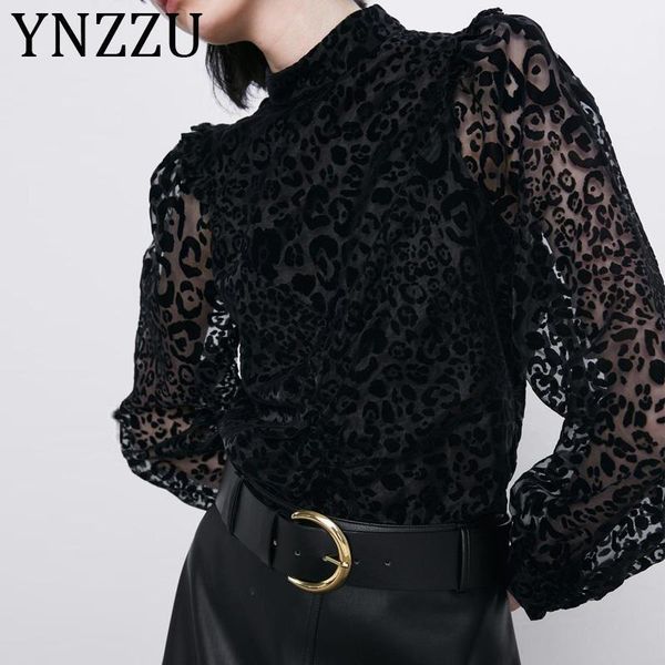 

leopard ruffled women blouses 2021 spring long sleeve stand collar elegant female blouse shirt blusas at461 women's & shirts, White