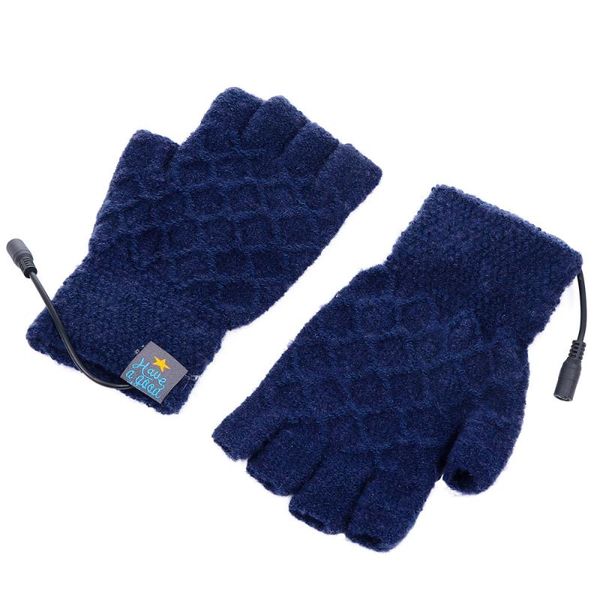 

ski gloves 1 pair usb powered half finger heated washable knitted for outdoor