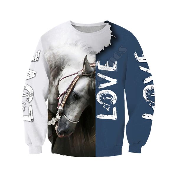 

men's hoodies & sweatshirts fashion men women beautiful white horse 3d printed hooded sweatshirt casual street costume drop, Black