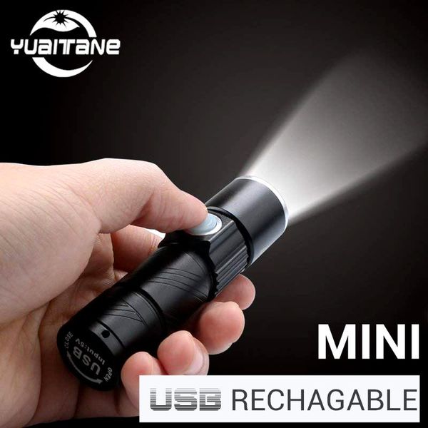 

rechargable mini led 3 lighting modes zoomable torch ip65 waterproof portable lanterna for night flashlights torches