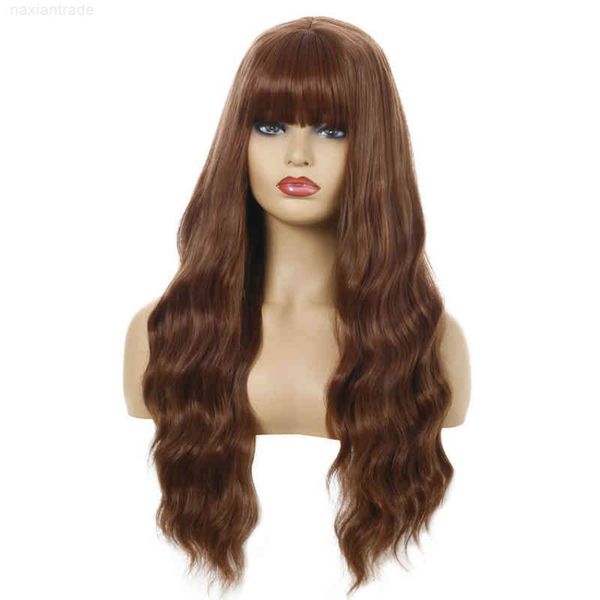 

wig female qi bangs ffy wave curl head set chemical fiber wig, Black