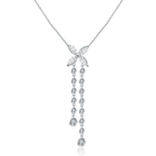 

yihuida 925 silver crystal clover necklace fashion korean pendant women's water drop tassel, Black