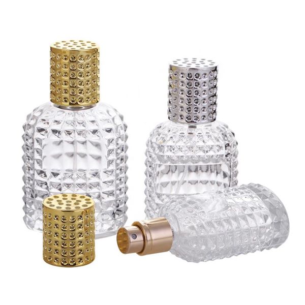 

storage bottles & jars 10pcs arrival empty parfum atomizer bottle 30ml 50ml pineapple shape gold silver lid clear glass perfume spray