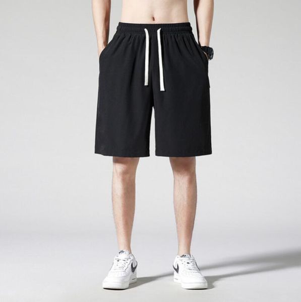 

men's shorts summer thin trendy brand casual sports pants youth wear ice silk simple solid color beach, White;black