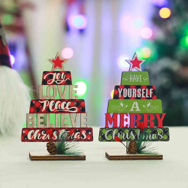 

christmas new decorations wooden hollow tree modeling english letters deskparty decoration