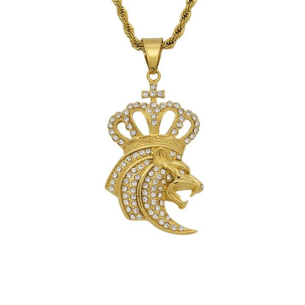 

pendant necklaces luxury designs cross crown lion vintage stainless steel chain necklace for women collares mujer jewelry christmas gifts, Silver
