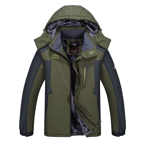 

winter clothing outdoor windproof waterproof fattening plus extra size mountaineering fleece thick warm men's oversized cotton-padded c, Black