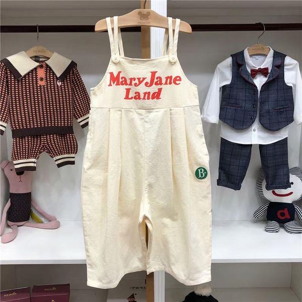 

summer korean girls bib knitted cardigan suit clothing sets, White