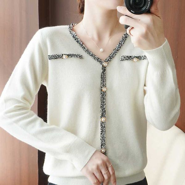 

women's sweaters xiaoxiangfeng knitted sweater autumn and winter 2021 jacket, White;black