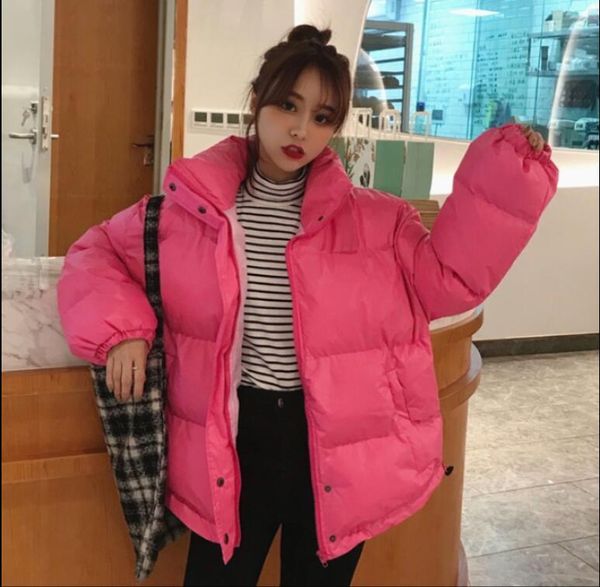 

women's jackets 2021 winter jacket sweet loose candy color thick cotton coat, Black;brown