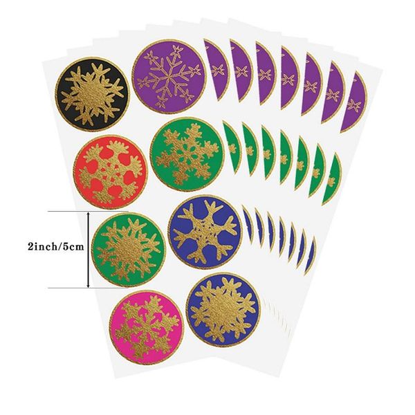 

gift wrap 120pcs 5cm merry christmas snowflake sticker black red green xmas decoration candy bag sealing label bronzing stickers