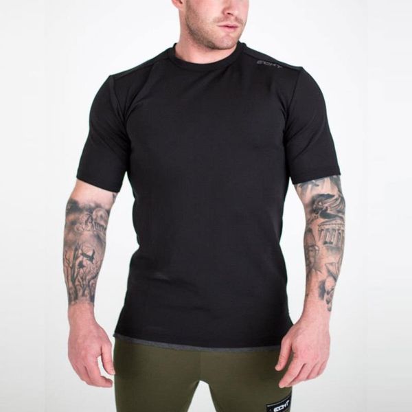 

men's t-shirts shirt 2021 round collar cotton short male thin fitness summer quick, breathable drying clothing mark, White;black