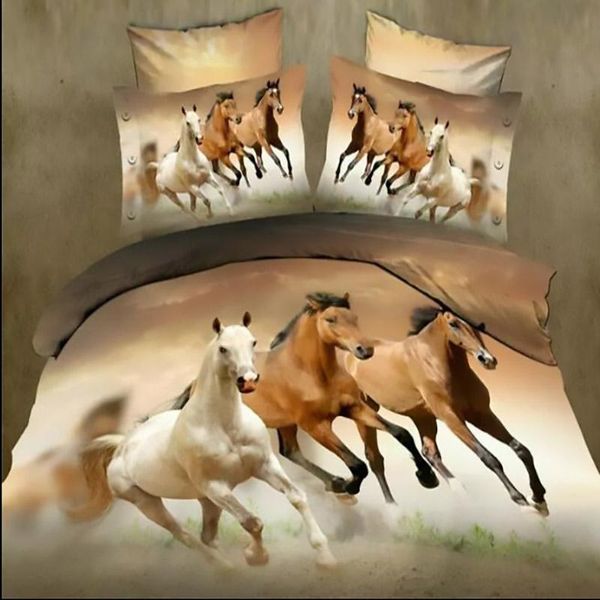 

bedding sets 3d horses duvet cover bed sheet pillow cases 4pcs linen set