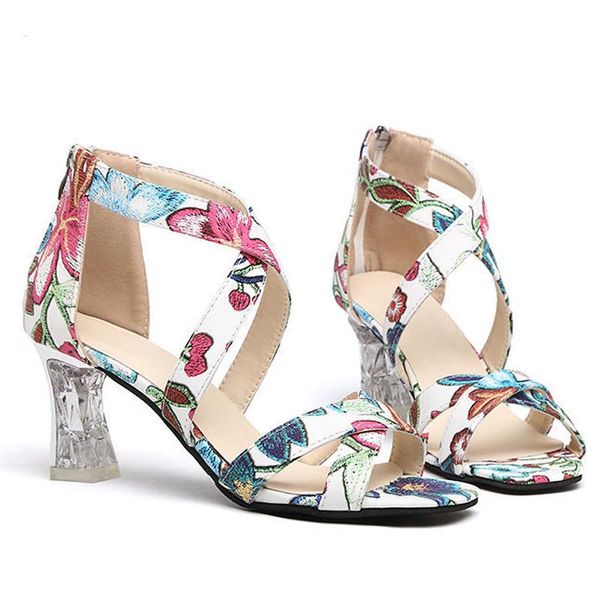 

female transparent 2021 woman fashion women zipper colorful summer shoes pumps sandals peep toe high heels embroidery ladies, Black