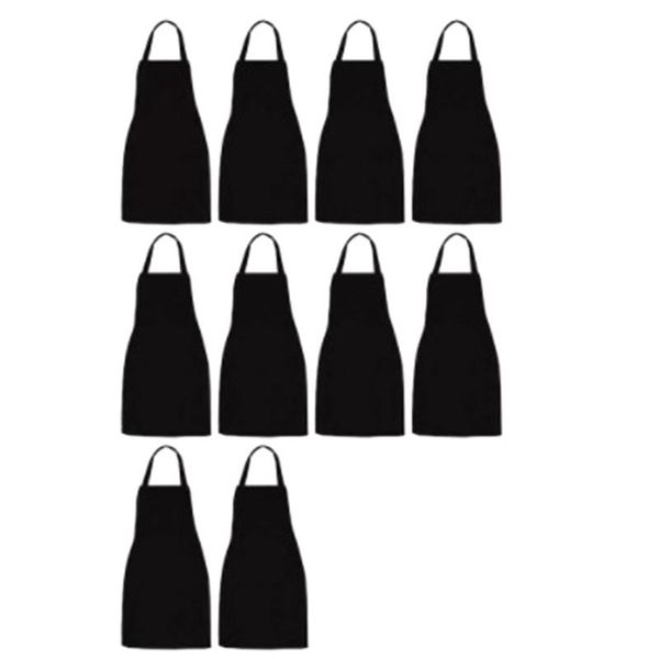 

aprons 10 pack bib apron - black bulk with 2 roomy pockets machine washable for kitchen crafting bbq drawing