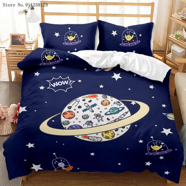 

bedding sets 2/3 pieces universe astronaut set good night duvet cover for boy kids bed quilt galaxy moon cartoon