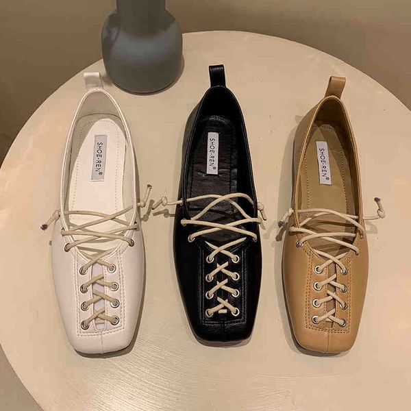 

dress shoes personality women spring lace-up casual loafers fashion soft square toe flats for black qecc