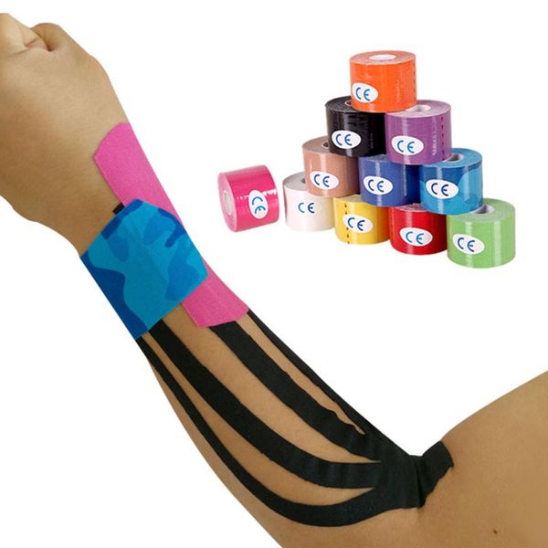 

elbow & knee pads 2.5cm / 5cm x 5m cotton kinesiology tape elastic adhesive muscle bandage physio cure support sport, Black;gray