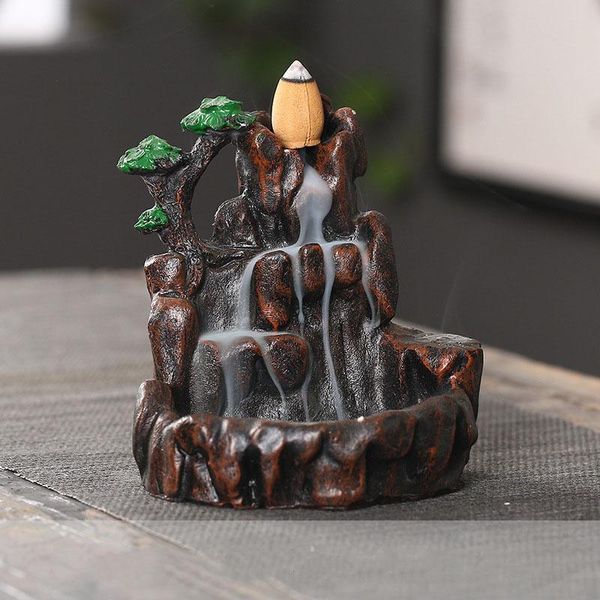 

fragrance lamps censer aroma smoke backflow home teahouse decor pine waterfall incense burner +20pcs cones stick holder