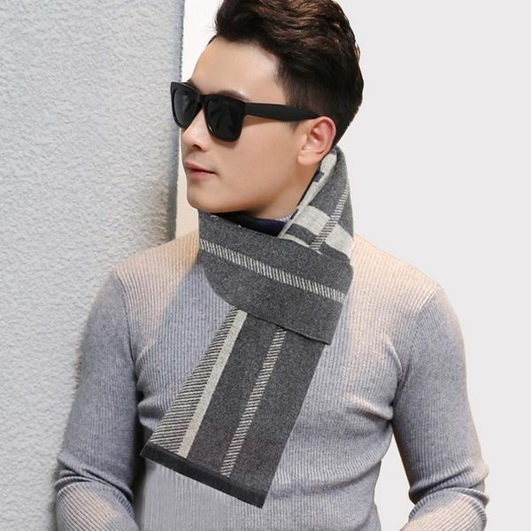 

scarves imitation cashmere plaid scarf men 2021 style autumn winter scarfs male bib bufandas hombre, Blue;gray