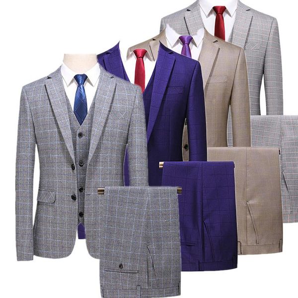 

gray men's suit 3 pieces single-breasted lapel flat slim fit casual tuxedos for wedding(blazer+vest+pants) size s-6xl suits & blazers, White;black