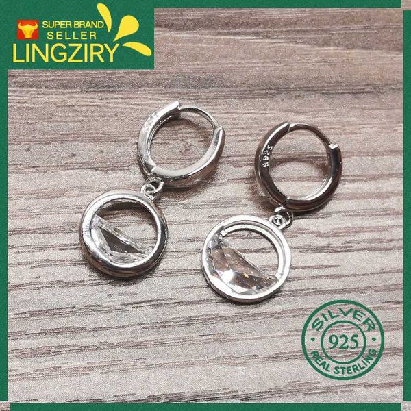 

dangle & chandelier 925 sterling silver woman jewelry fashion drop earrings semi-circular crystal retro hollow long