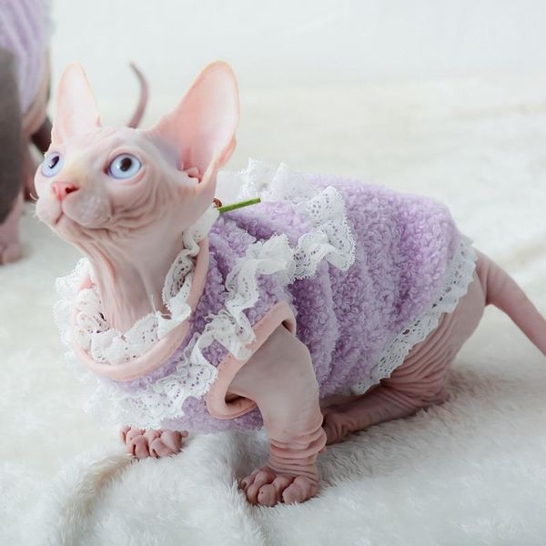 

cat costumes pet clothes vest cute cherry lace plush puppy warm autumn home